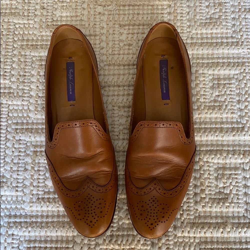 Ralph Lauren Purple Label Tan Leather Loafers